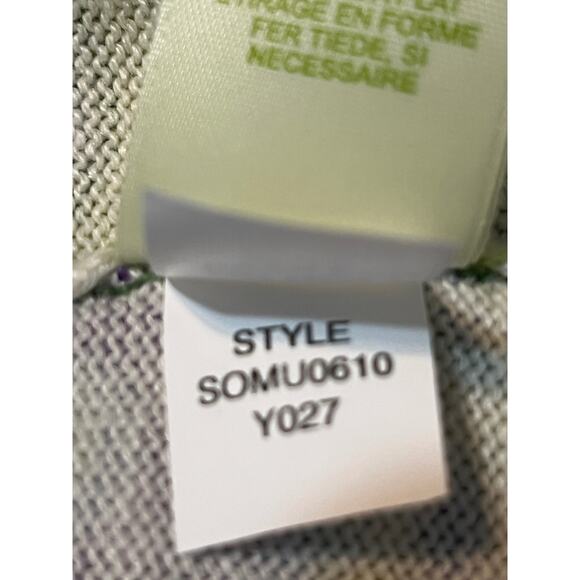 Sigrid Olsen Knit Cardigan Large Green Women's Purple Floral Silk Angora Beaded - Picture 10 of 15